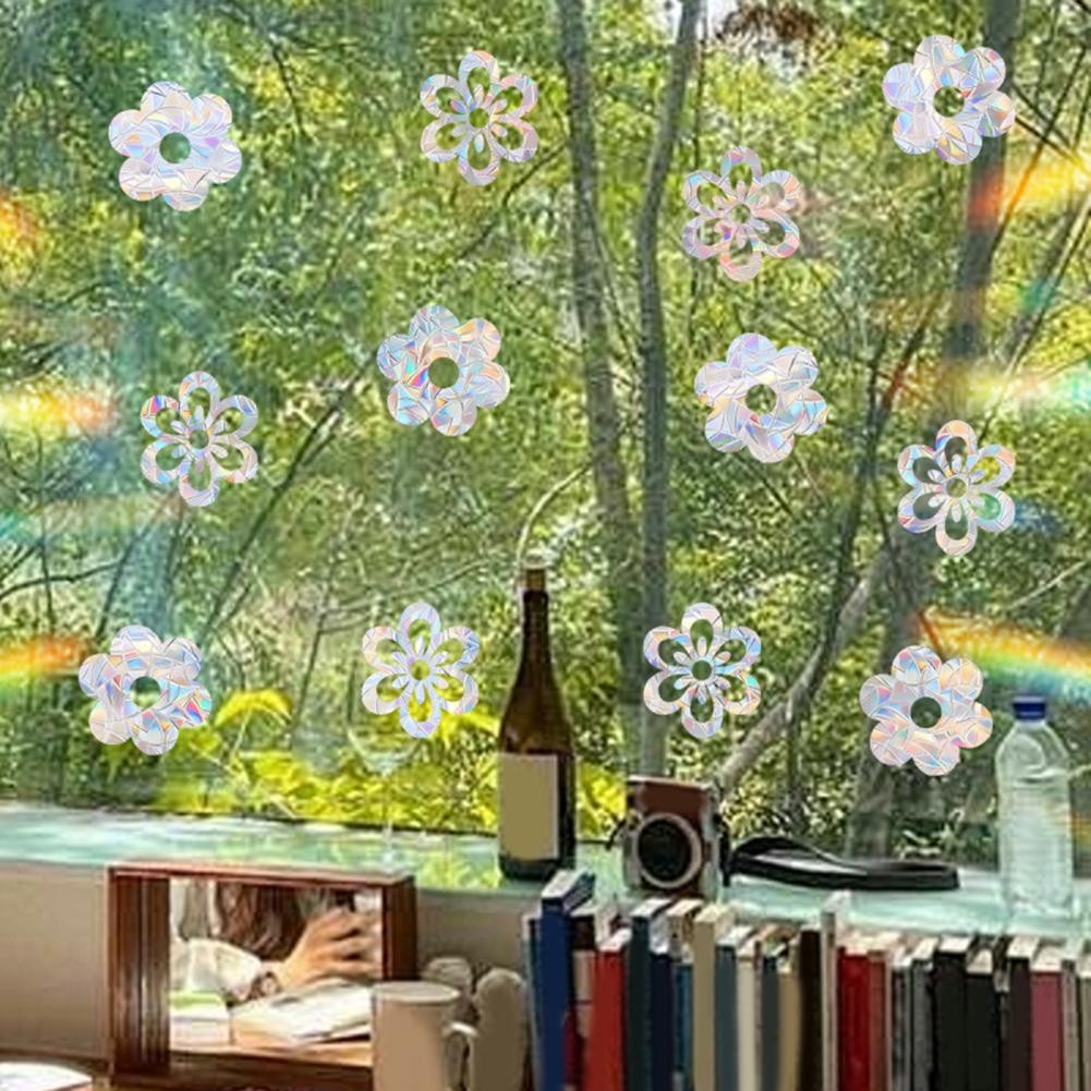 Sun Catcher Static Cling Decal Iridescent Floral Design Static Cling Technology