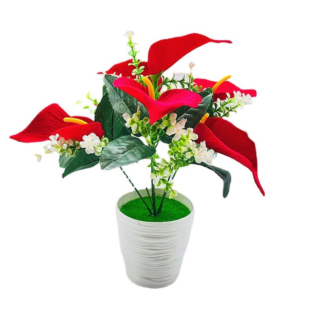 Realistic Calla Lily Potted Plant Made of Silk Cloth and Plastic 26cm Wide