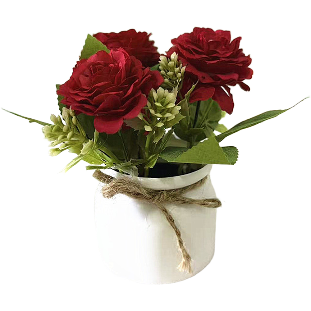 Plastic Potted Chrysanthemum Artificial Flowers for Living Room Desk Decor 15cm
