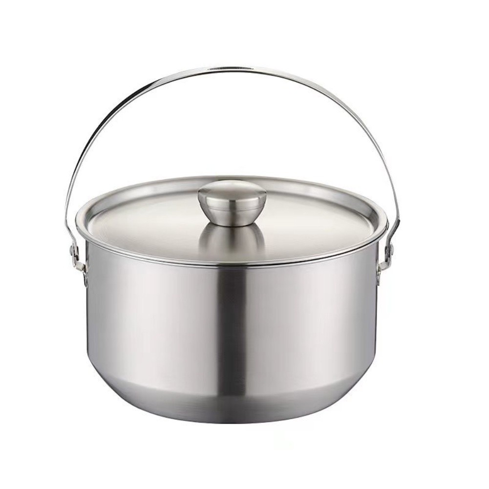 Stainless Steel 4L Camping Pot with Lid and Handle for Group Meal Prep