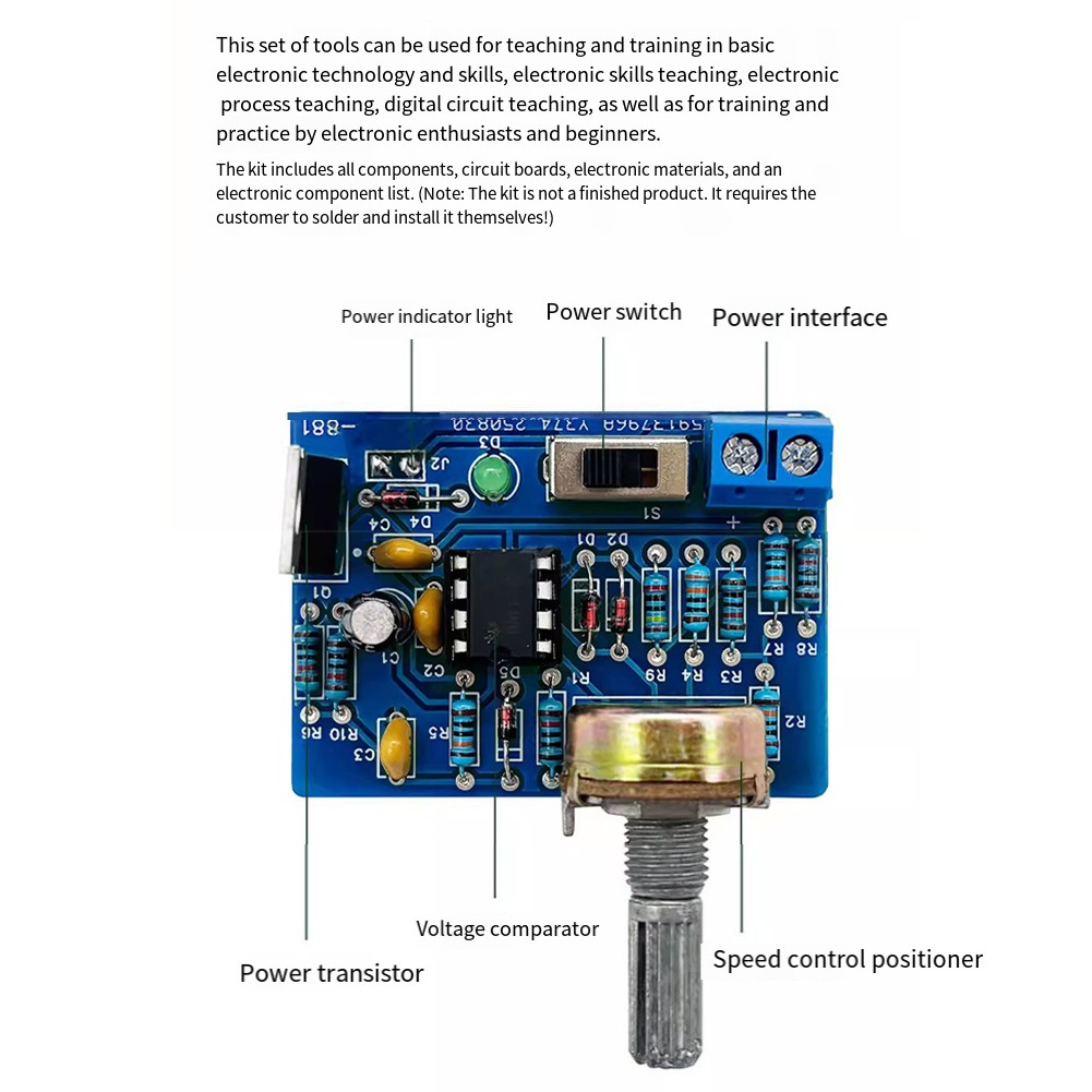 PCB-Based LM358 Motor Speed Controller Kit for Electronic Technology Labs