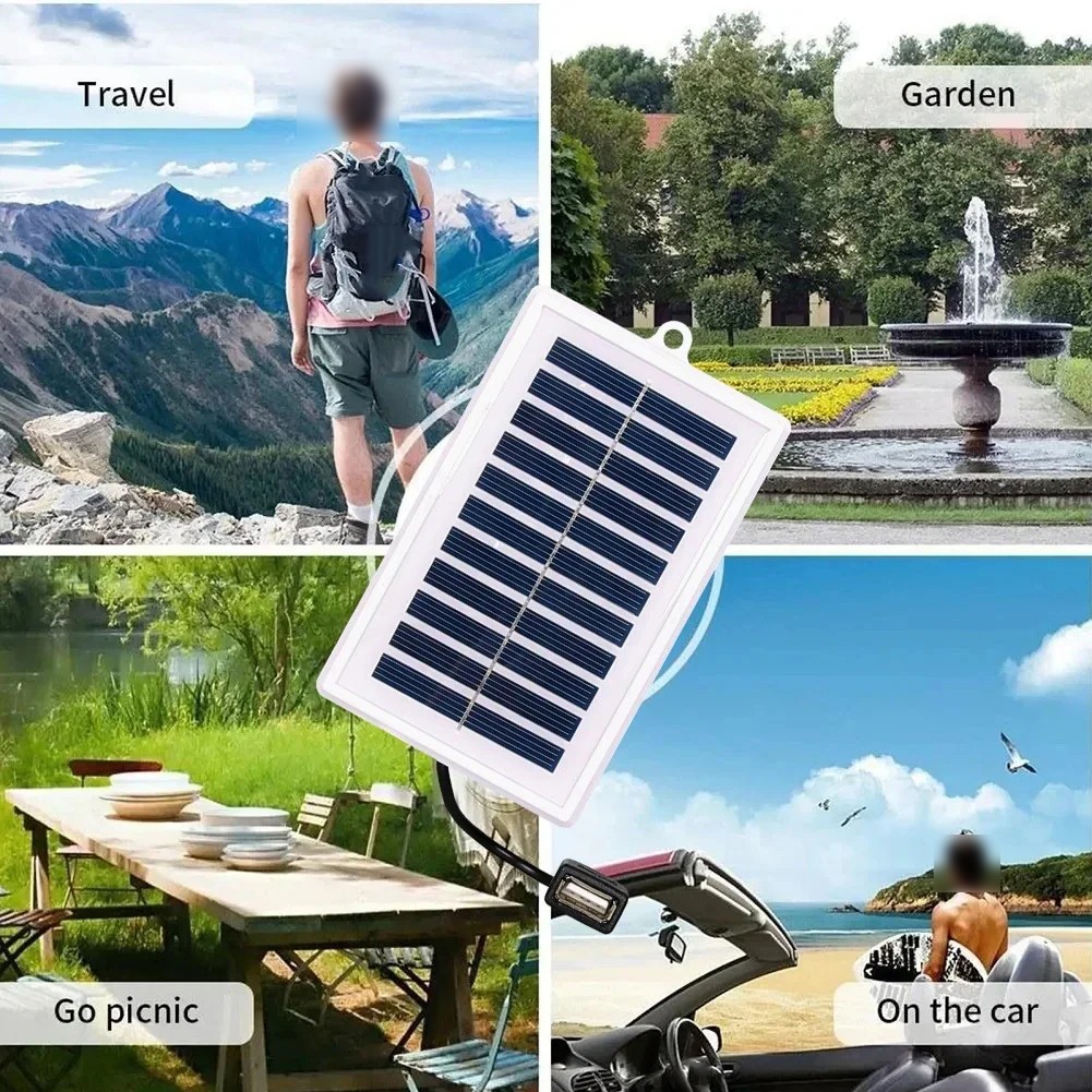 2W 5V Portable Solar Panel USB Interface for Outdoor Lighting and Devices