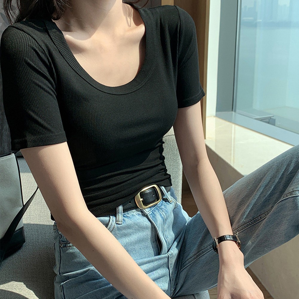 For Women For Daily Wear Women Basic Tee Everyday Casual Stretch Fabric