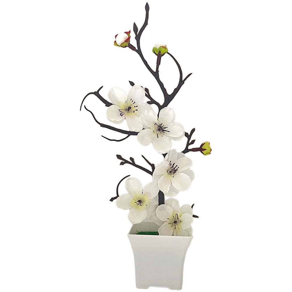 Realistic Artificial Winter Plum Flower Arrangement in Square Pot 10x10x26cm