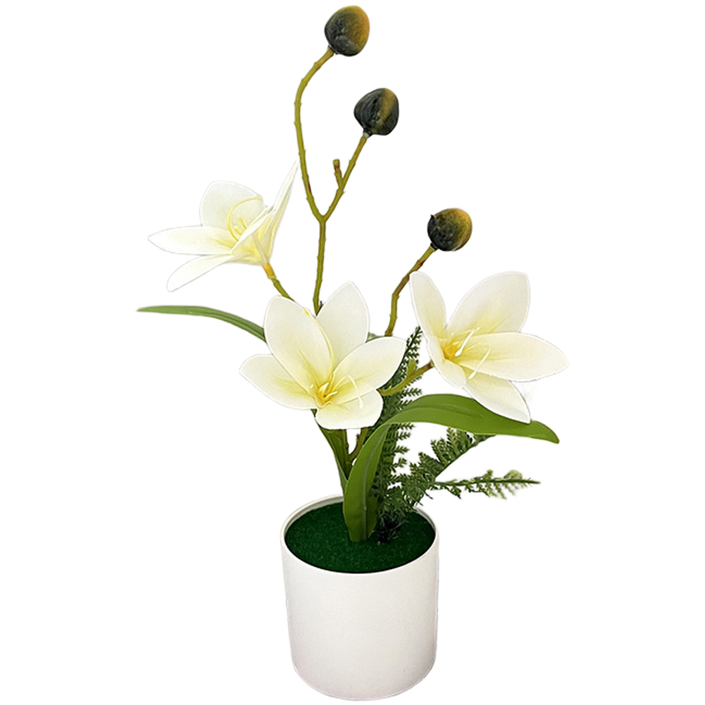 Fake for magnolia Bonsai Plant Lifelike Petals Leaves White Pink Red Spots