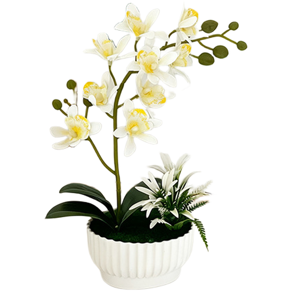 Compact Potted Artificial Orchid 10.5×10.5x27cm for Small Space For home Decor