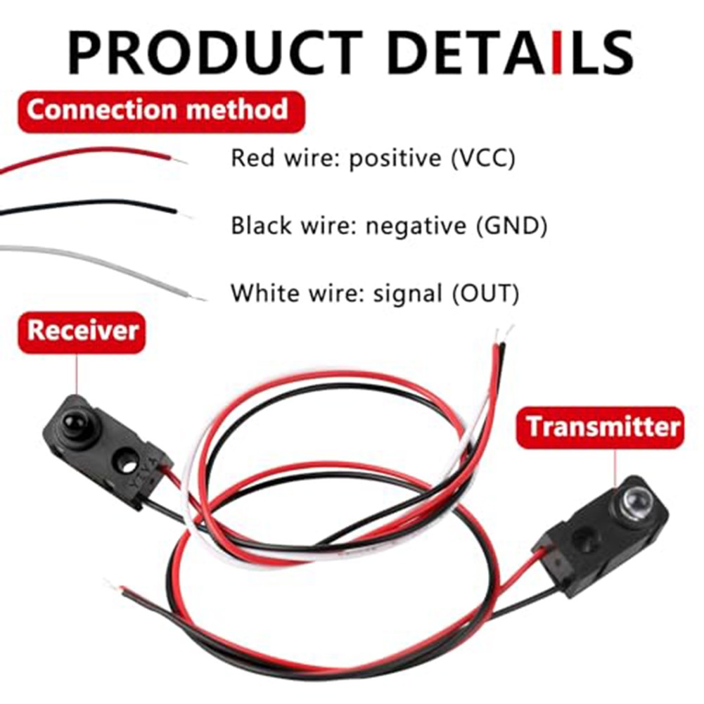 4 Pack IR Break Beam Sensor Module 3mm LED Pair Set for Object Detection