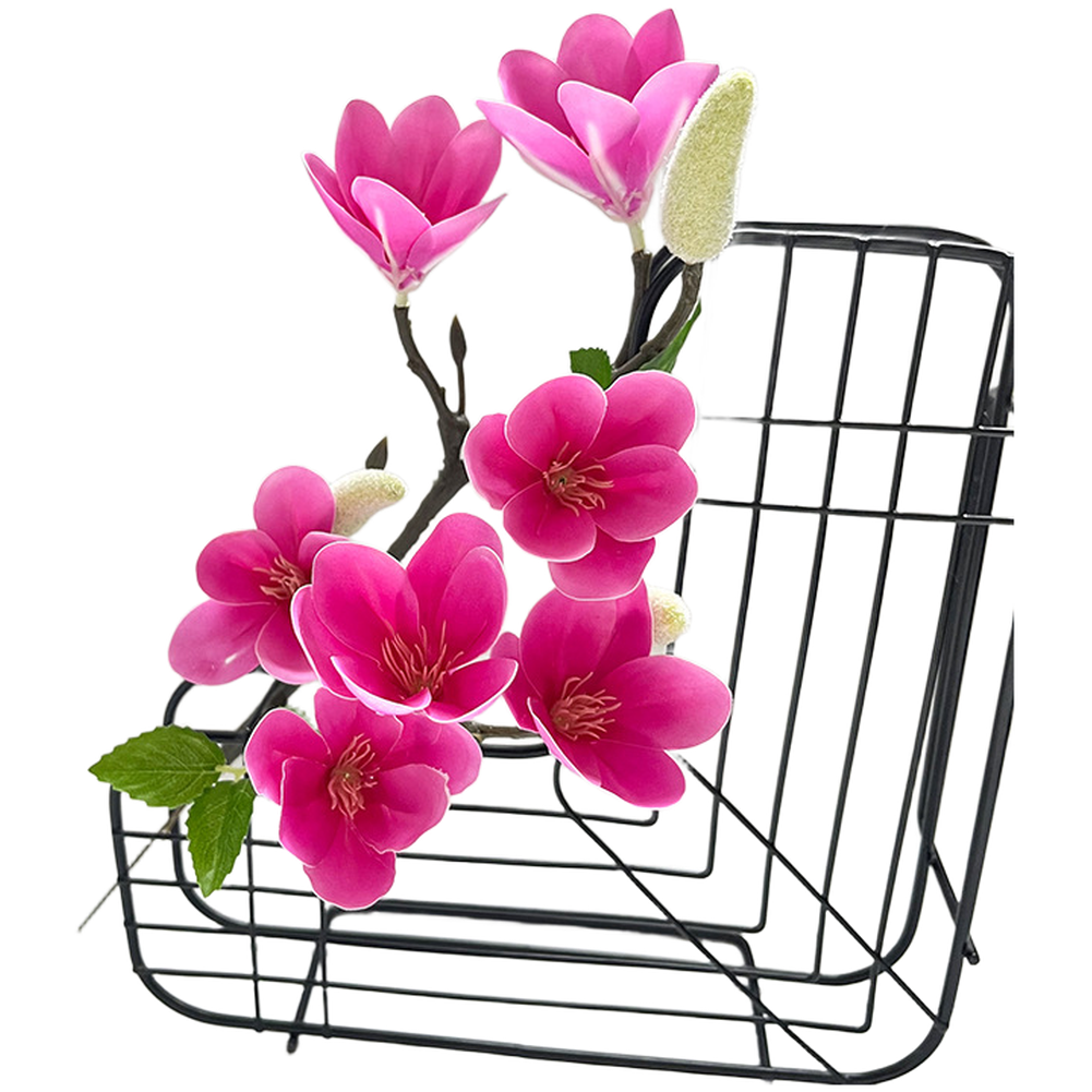 7-Bloom Magnolia Artificial Flower Stem Plastic for Table Shelf Display