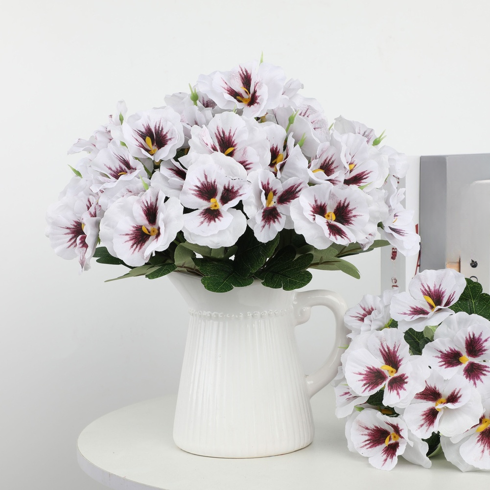 Silk Pansy Flower Bouquet for Wedding Reception Decor Home Wall Display