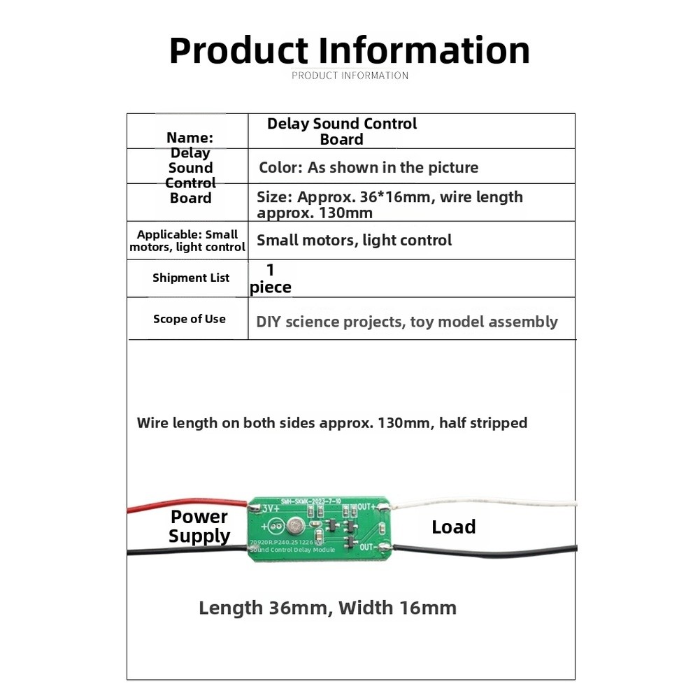 Sound Sensitive Relay Module for LED Lighting and Small DC Motor Applications