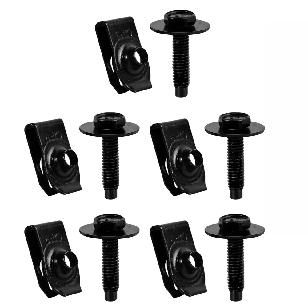 1/4 Inch U-Nut Clips and Hex Bolts for Car Door Trim Engine Cover Mount