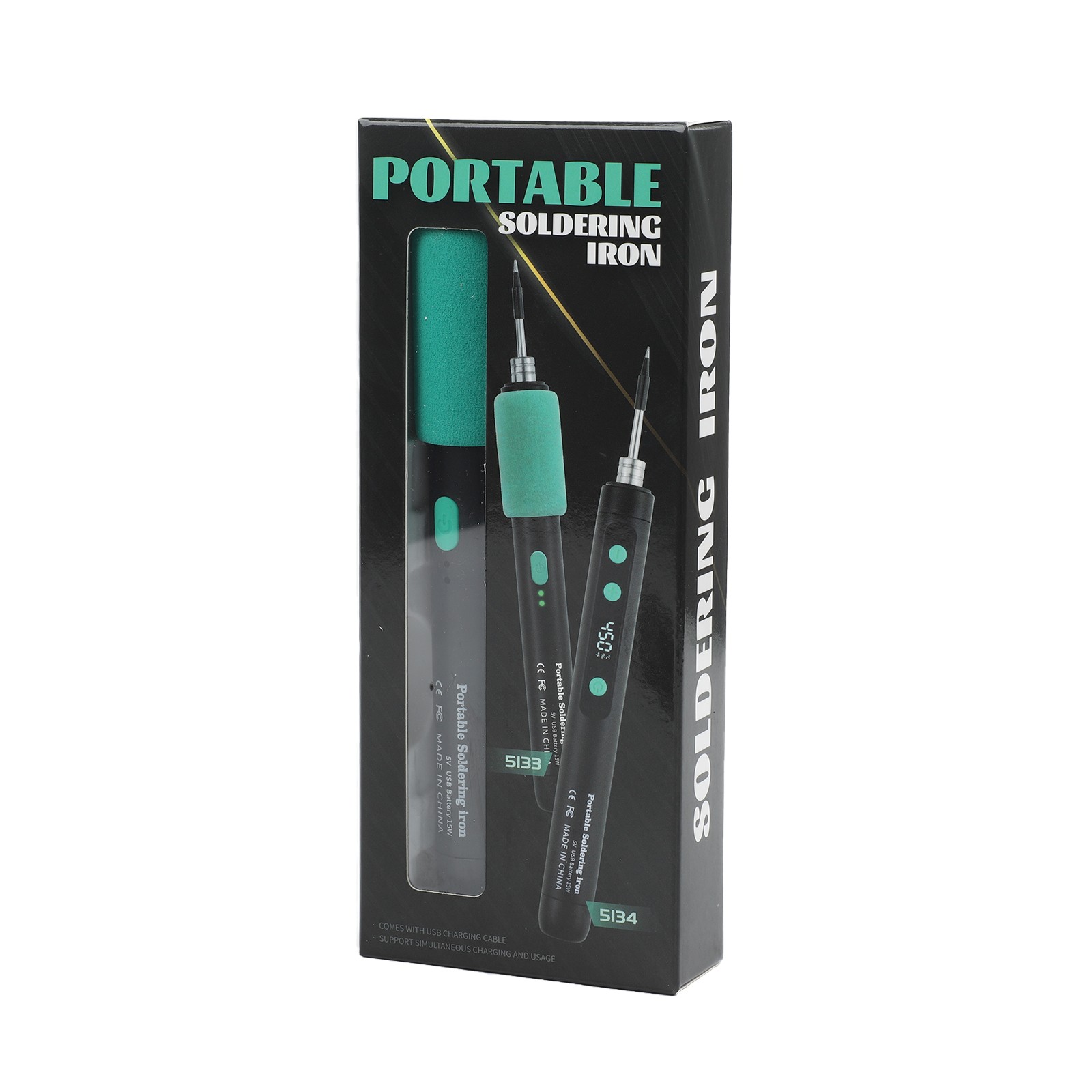 Interchangeable Tips Cordless Soldering Iron Metal/Rubber Handle DIY Repairs