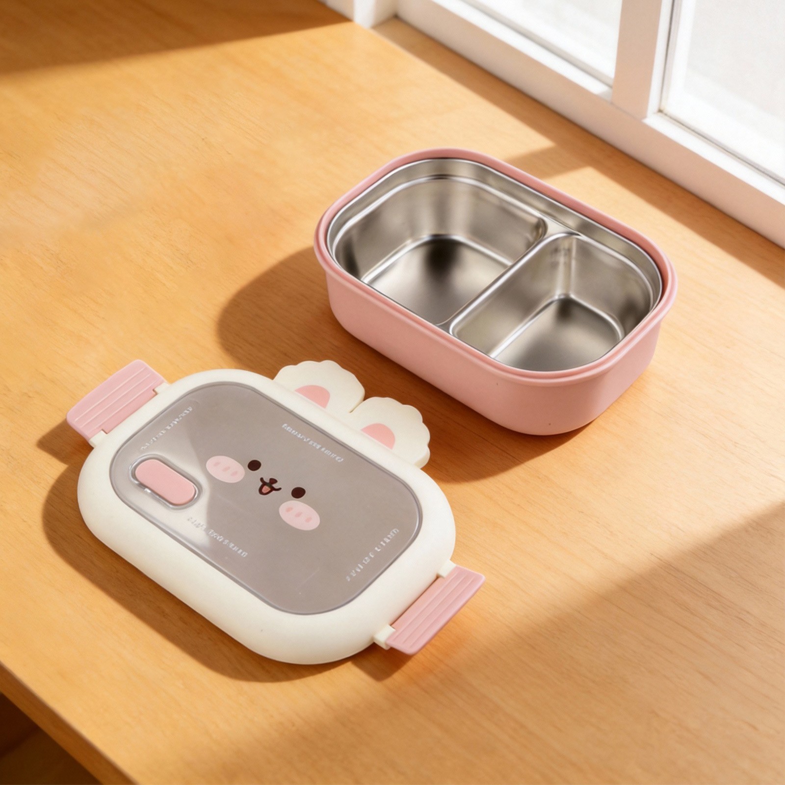 Eco Friendly Stainless Steel Lunch Box Cute Bunny for Family and Office Meal