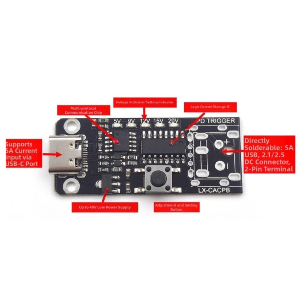 PD Decoy Type C Fast Charging Module with PD3.0 QC FCP AFC Protocols Support