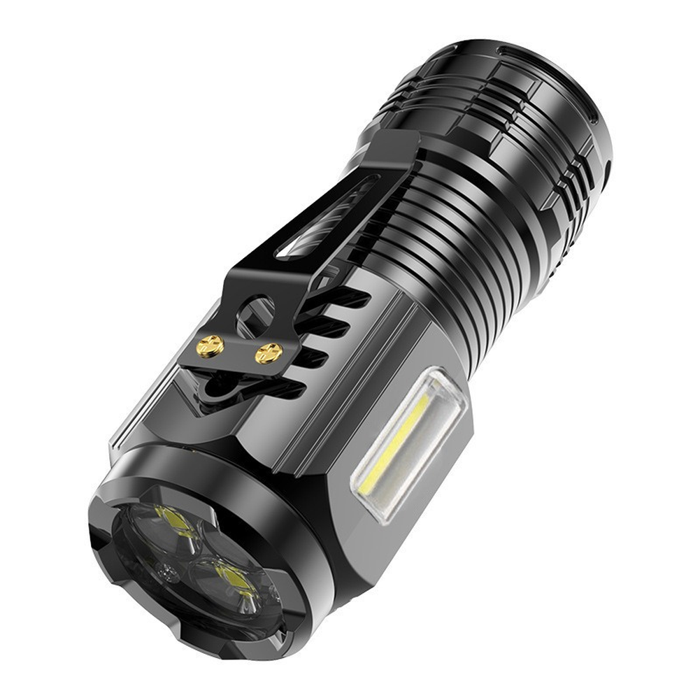 Three-Eye Flashlight Magnetic Clip Light Triple LED Bulbs Type-C Fast Charging