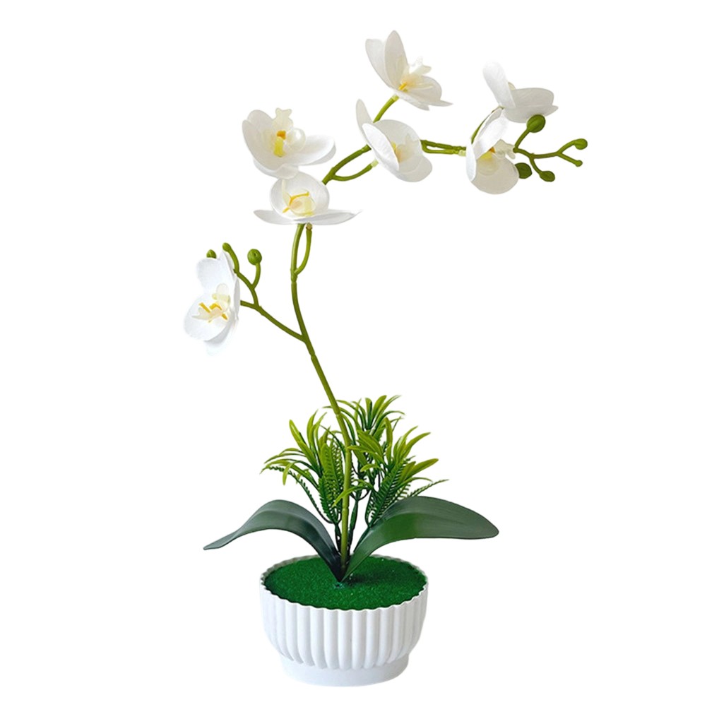 Orchid Artificial Plant Potted for Living Room Office Desk 38 10.5 6cm Plastic
