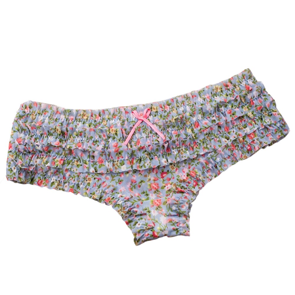 Women Fashion Low Waist Briefs Mesh Lace Polka Dot Flower Print Underpants