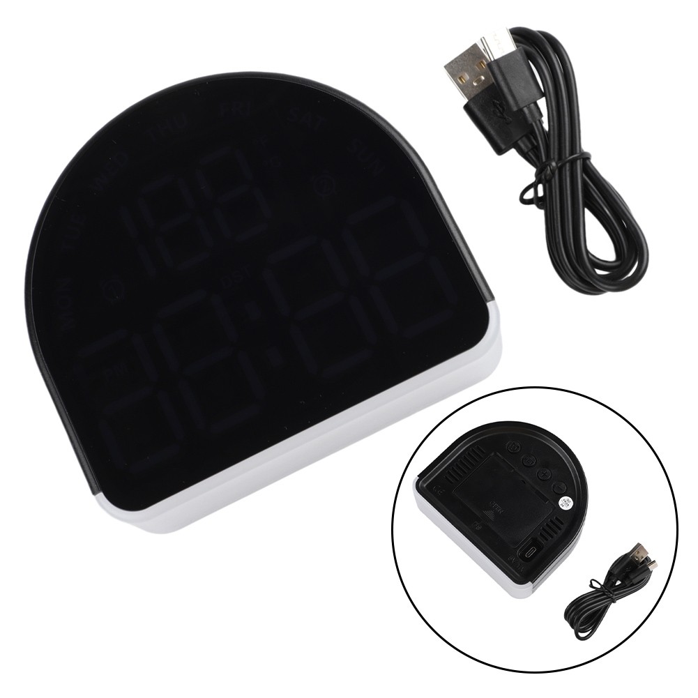 LED Alarm Clock Ambient Light Clock Bedside Table Dual Temperature Display