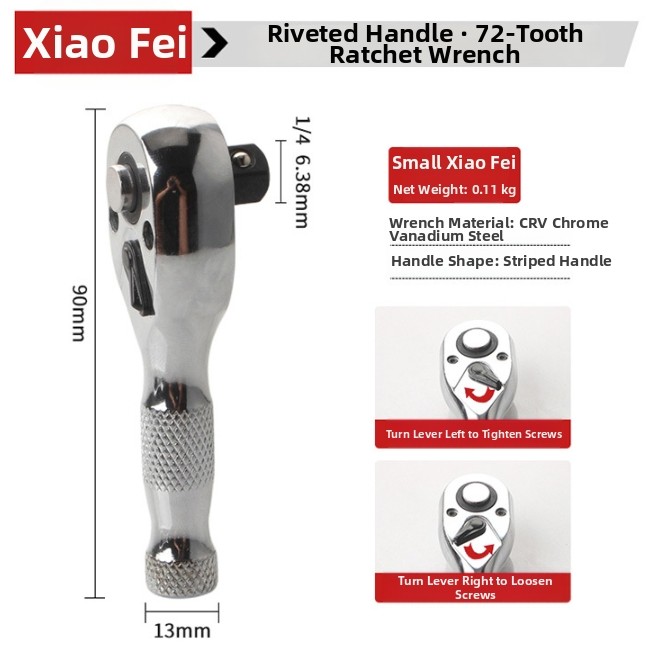 Short Handle 72 Tooth Ratchet Wrench Set with Quick Release Socket System