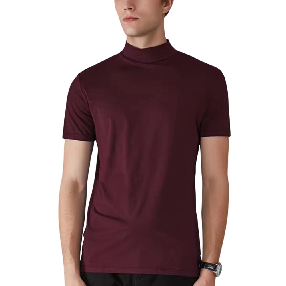 Breathable Top Mens Slim Fit Tee Short Sleeve Top 95%Polyester 5%Spandex