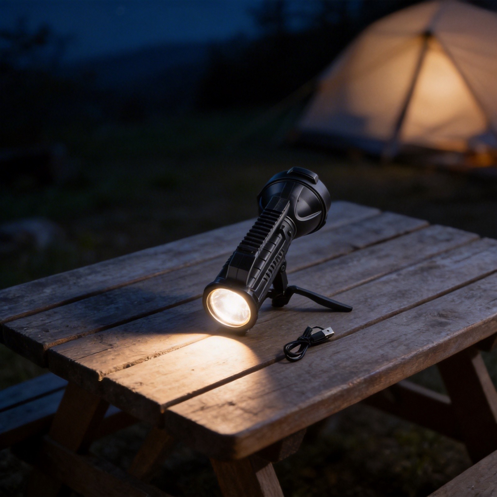 200000 Lumens LED Flashlight with Waterproof Triangular Stand for Camping
