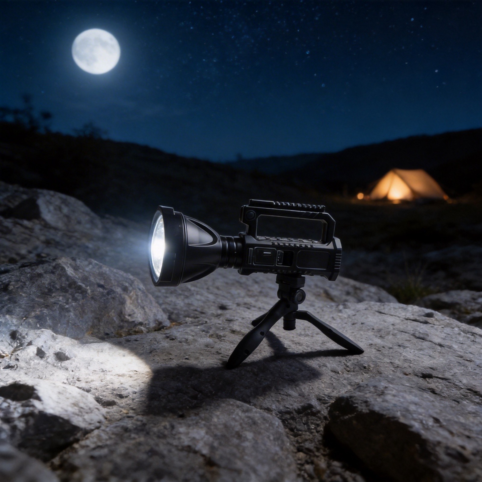 200000 Lumens LED Flashlight with Waterproof Triangular Stand for Camping