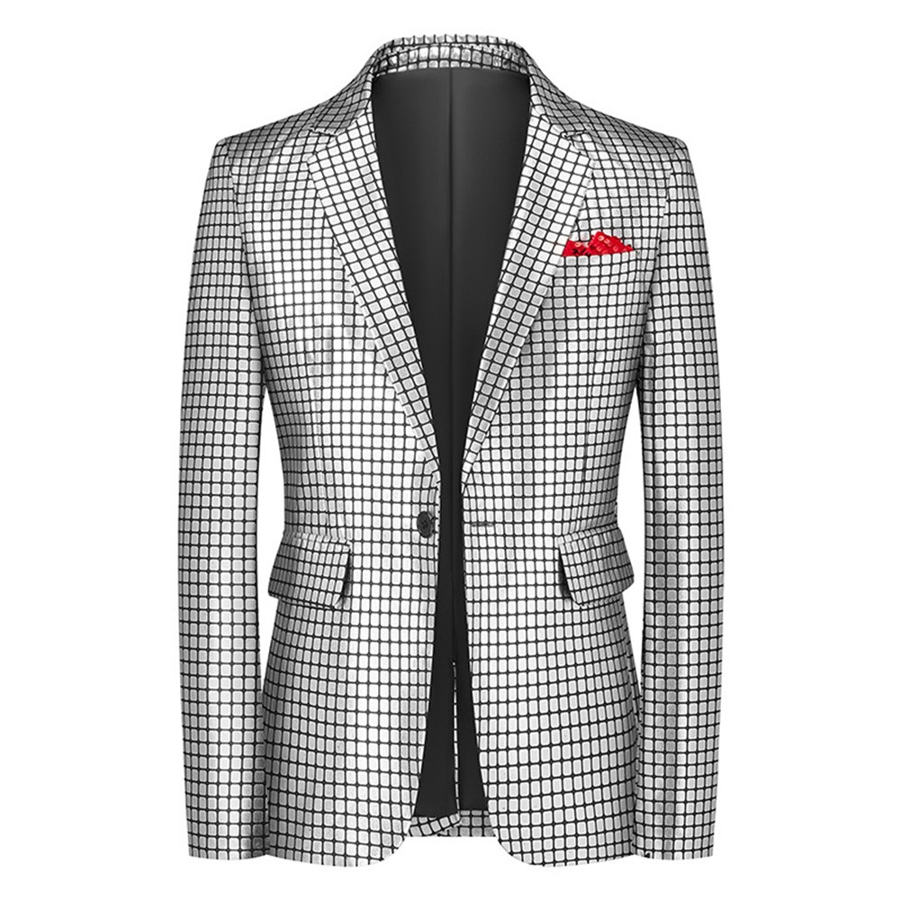 Sequin Blazer Party Clothes 80%Polyester+20%Spandex Lapel Collar Long Sleeve