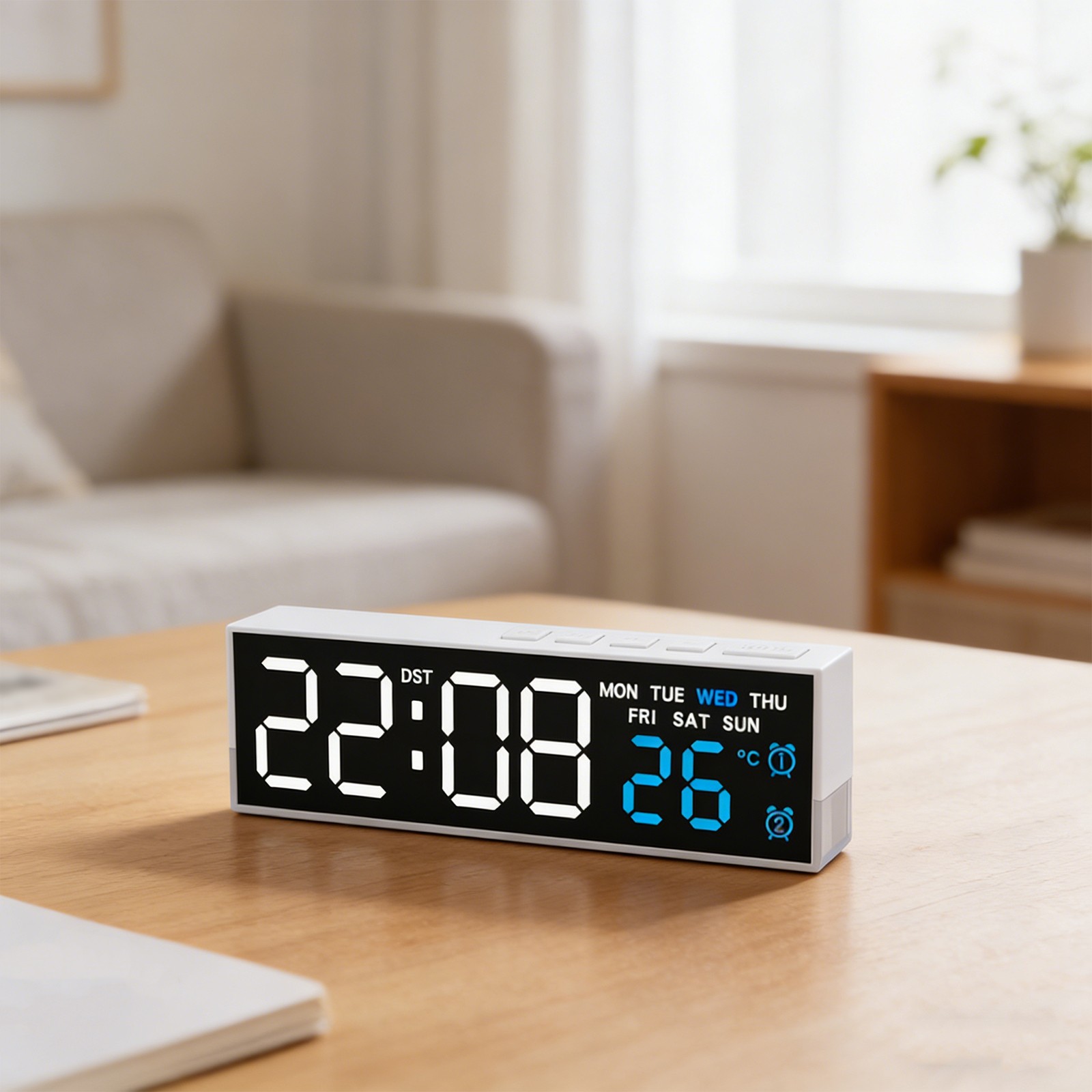 LED Night Light Clock with Soft Glow and Adjustable Brightness for Bedroom Use