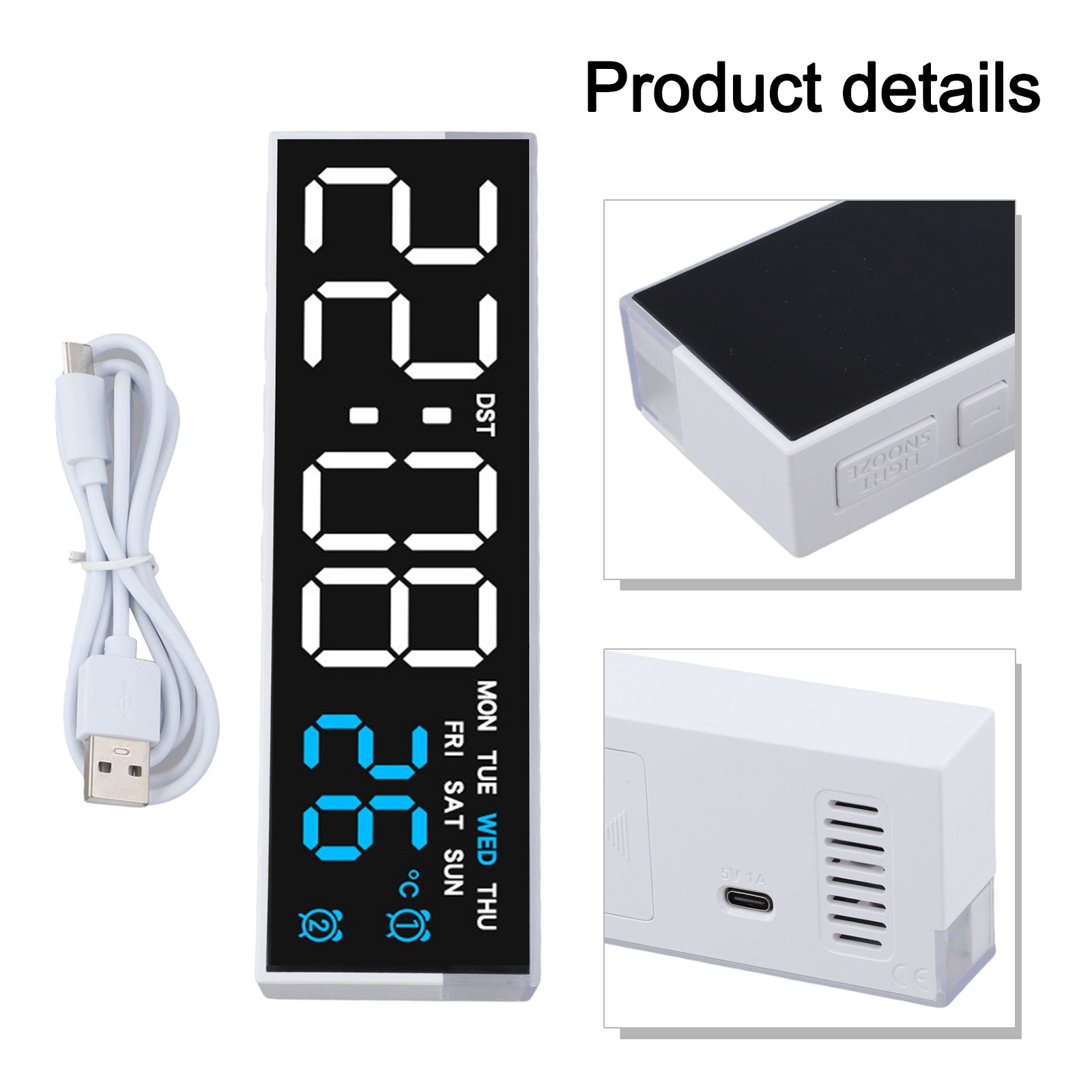 LED Night Light Clock with Soft Glow and Adjustable Brightness for Bedroom Use