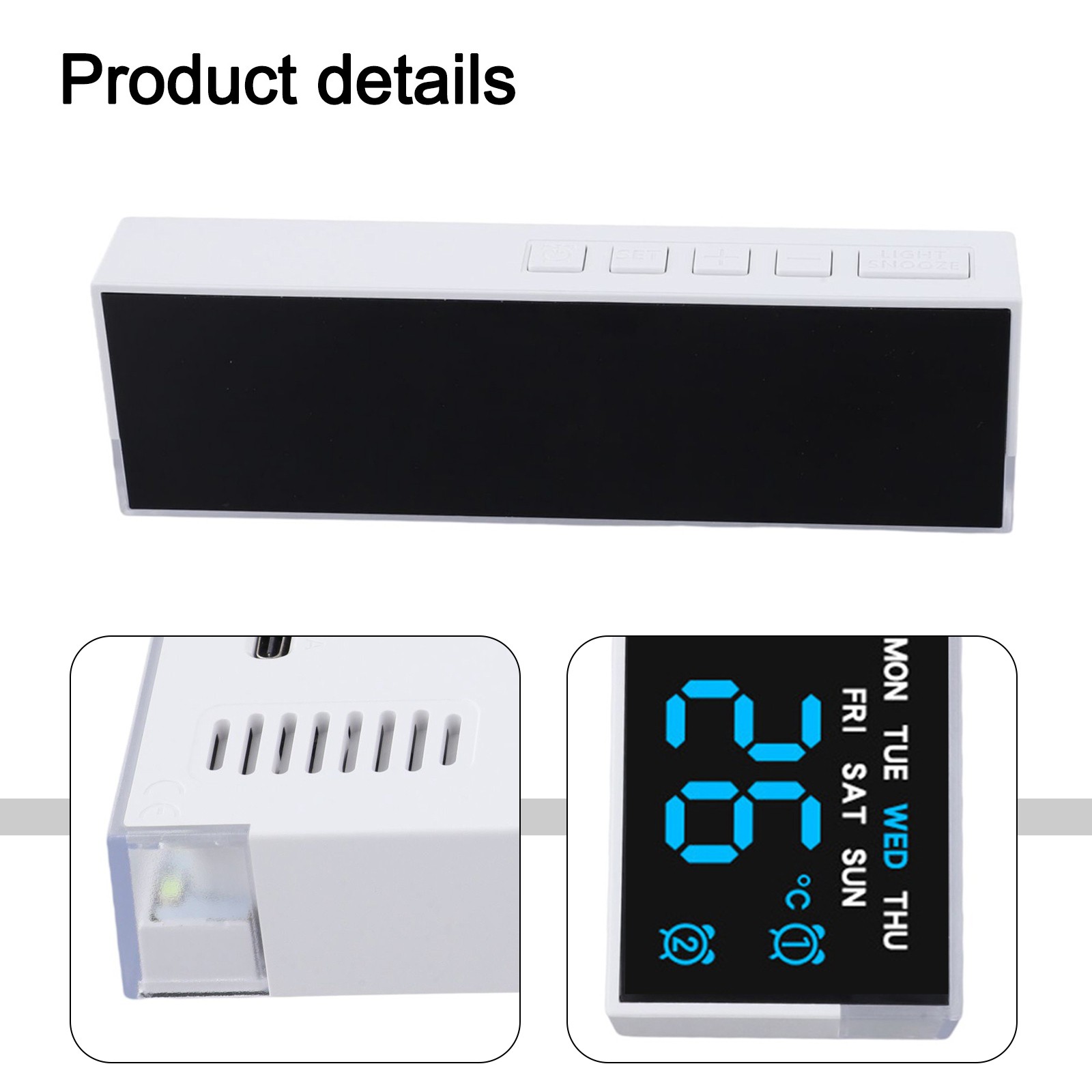 LED Electronic Night Clock with Ambient Light and Temperature for toggle Feature
