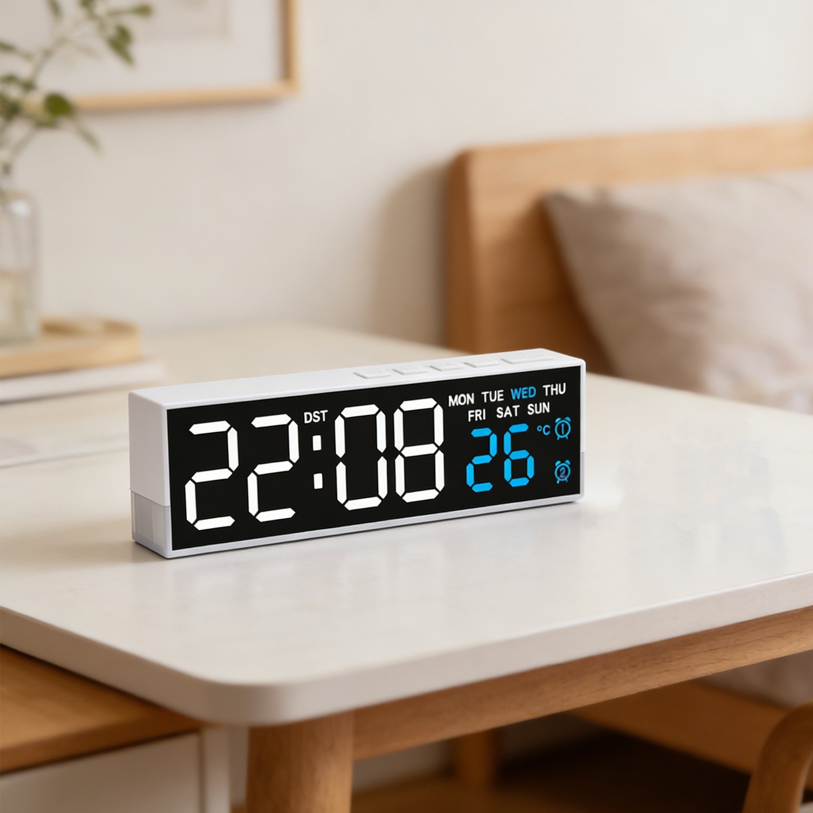 LED Night Light Clock with Soft Glow and Adjustable Brightness for Bedroom Use