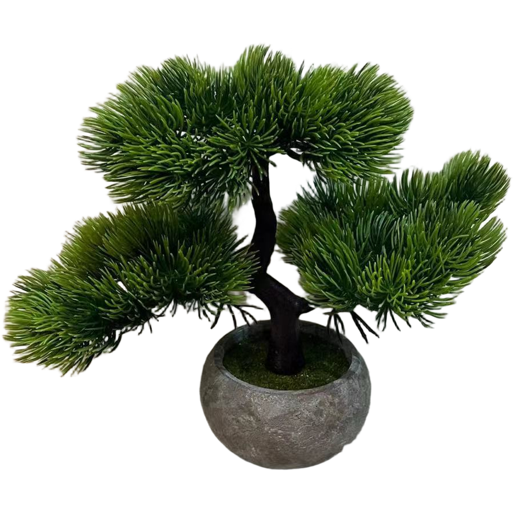 22cm Artificial Bonsai Potted Faux Pine Tree for Living Room Office Table Decor