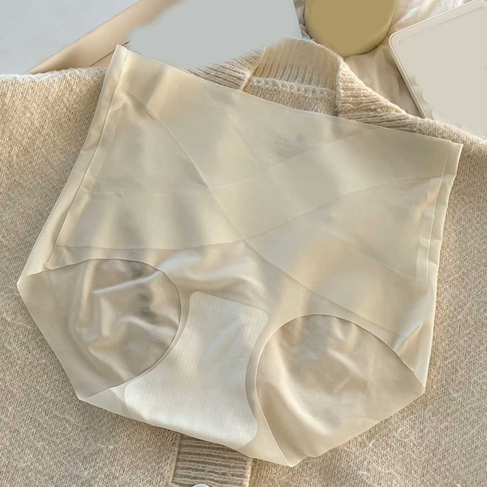 Ice Silk Seamless High Waisted Panties for Women with Hip Lifting Effect