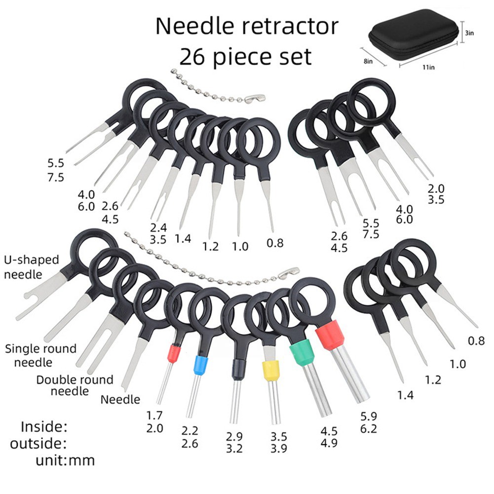 Terminal Extractor For Automotive Repair 201 Stainless Steel Rubber Sleeve