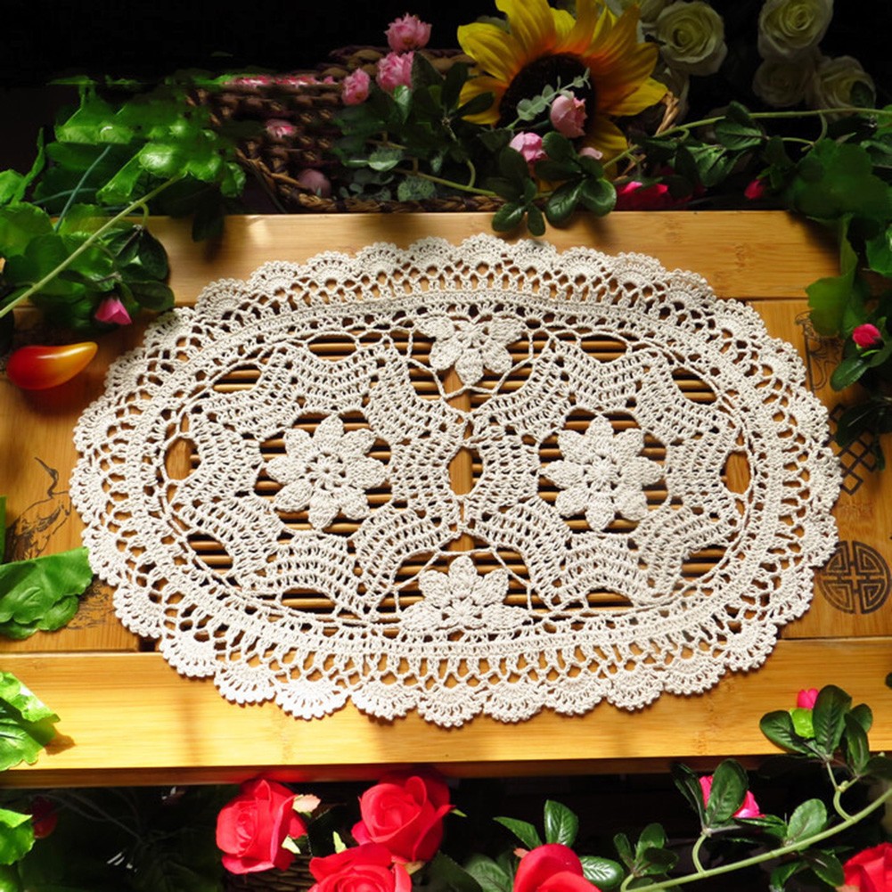 Oval Table Mat Crocheted Placemat Decorative Coaster Option For Table Setting