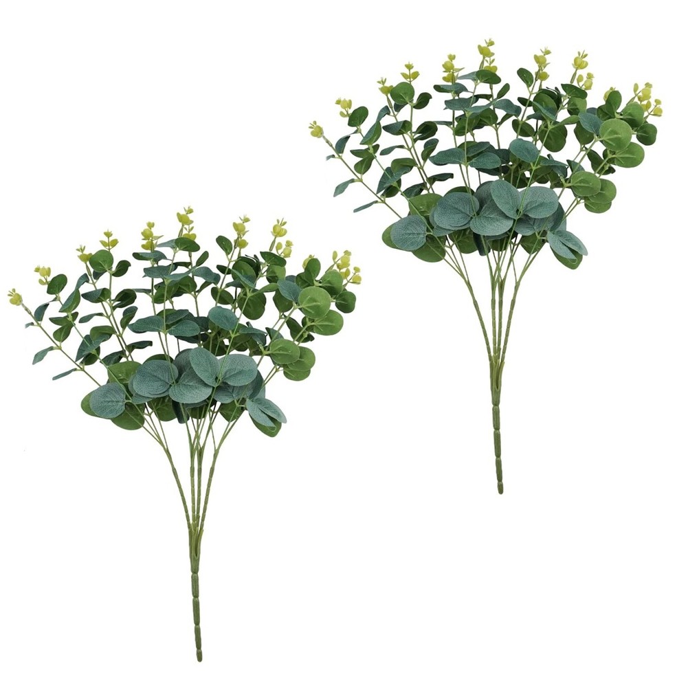 47cm Faux Eucalyptus Stems Silk Material Plastic Steel Wire for DIY Decor