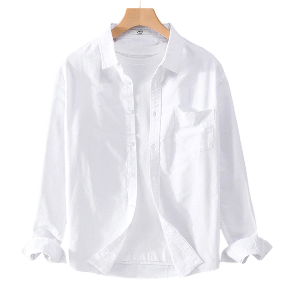 Men’s Soft Blend Long Sleeve Shirt Featuring Turn-Down Collar and Button Pocket