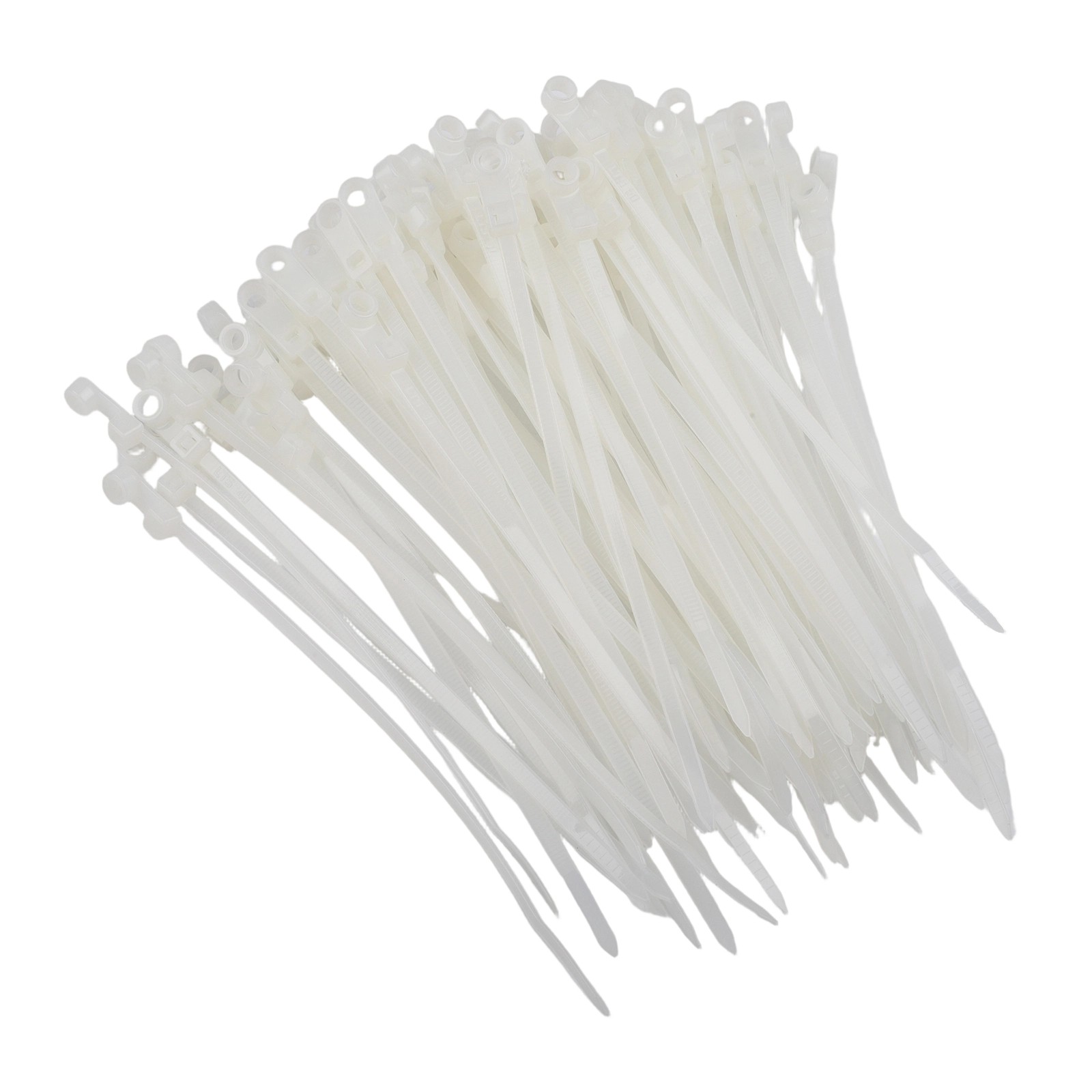 100PCS Self Locking Nylon Cable Ties with Screw Hole Mount Loop Wrap Bundle