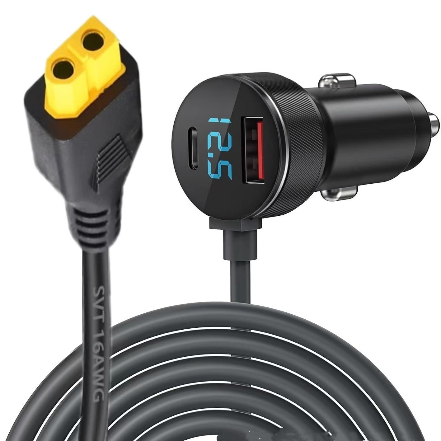 Digital Display Car Charging Cable for XT60 12V 24V For energy Storage Use