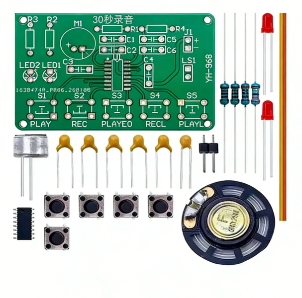 Voice Recording Circuit Board Kit 30s Playback Soldering Practice for Learners