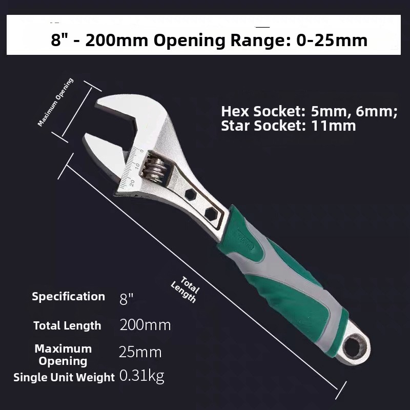 8 10 12 Inch Adjustable Wrench Set Chromium Vanadium Steel Reliable Performance