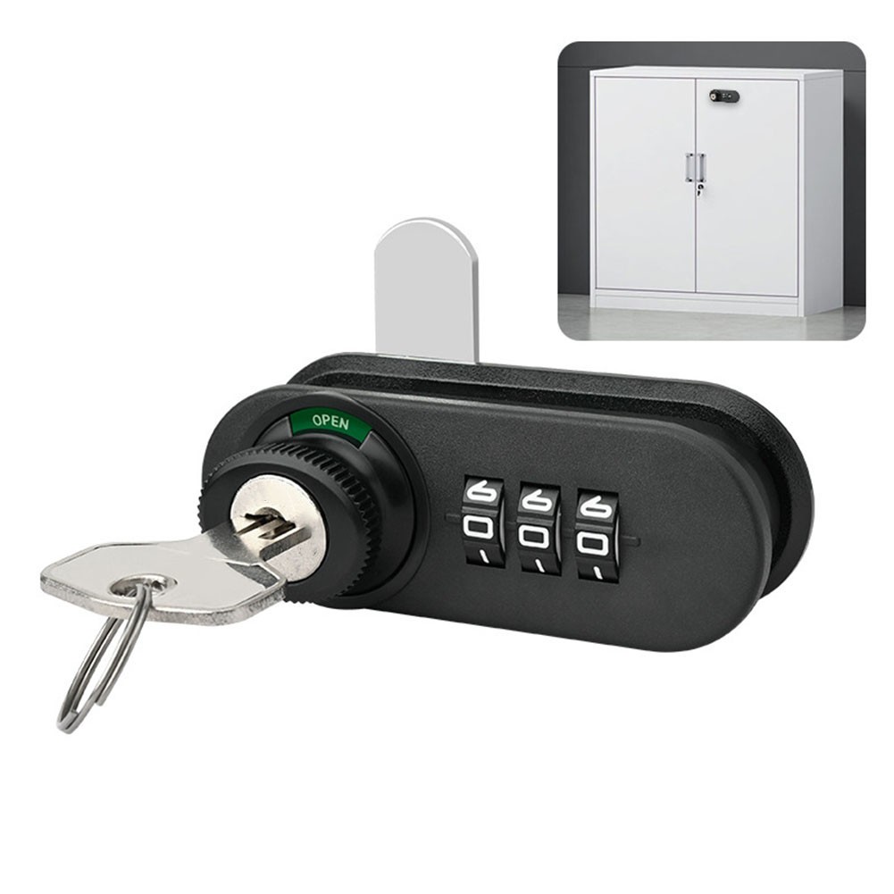 Black White 3-Digit Mechanical Combination Lock for Cabinets Drawers Lockers