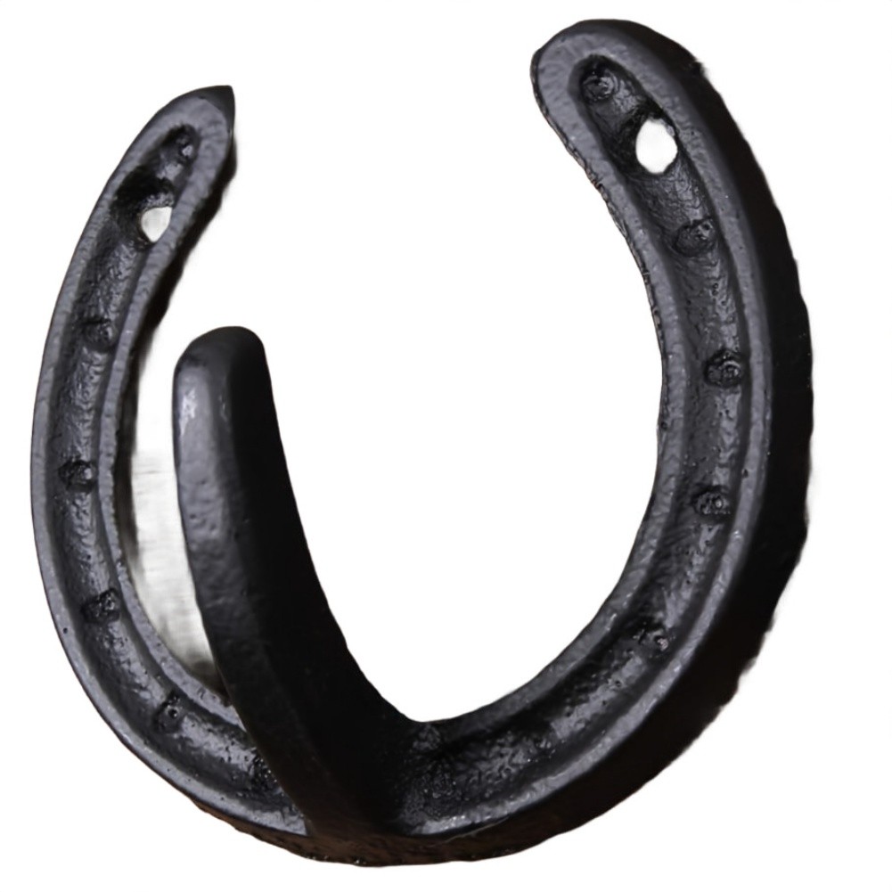 Rustic Black Cast Iron Horseshoe Wall Hook for Bedroom Closet Entryway