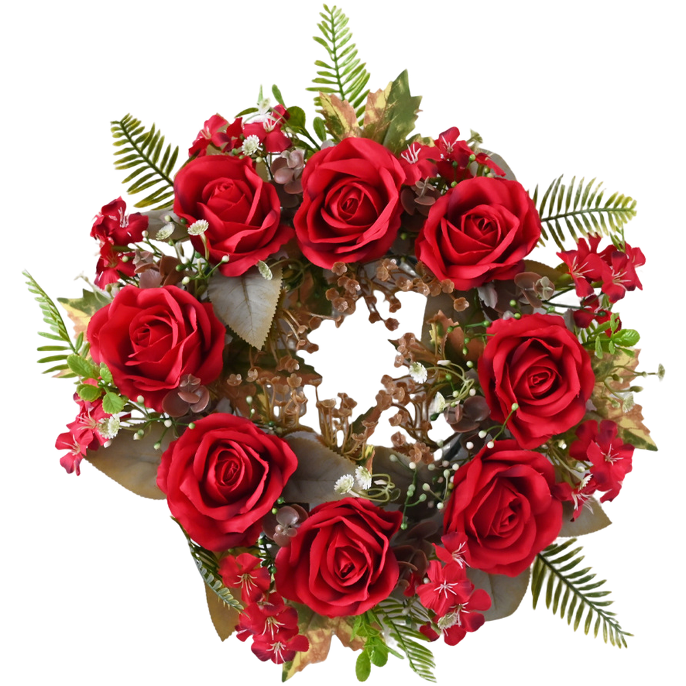 Floral Spring Wreath Artificial Silk for Home Wedding Festive Decor 35cm