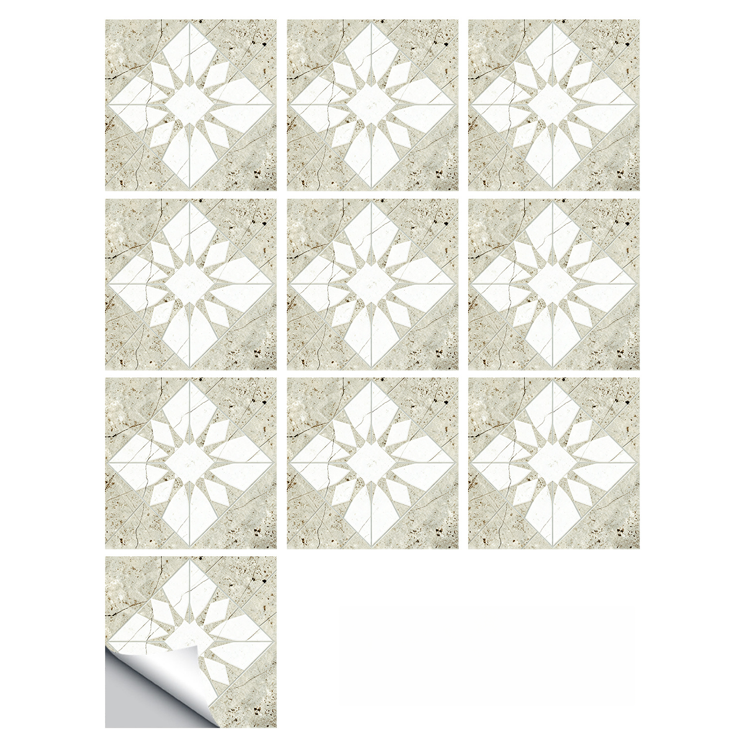 Moroccan Retro Geometric Stone Pattern P- Decals Wall Decals For Living Room