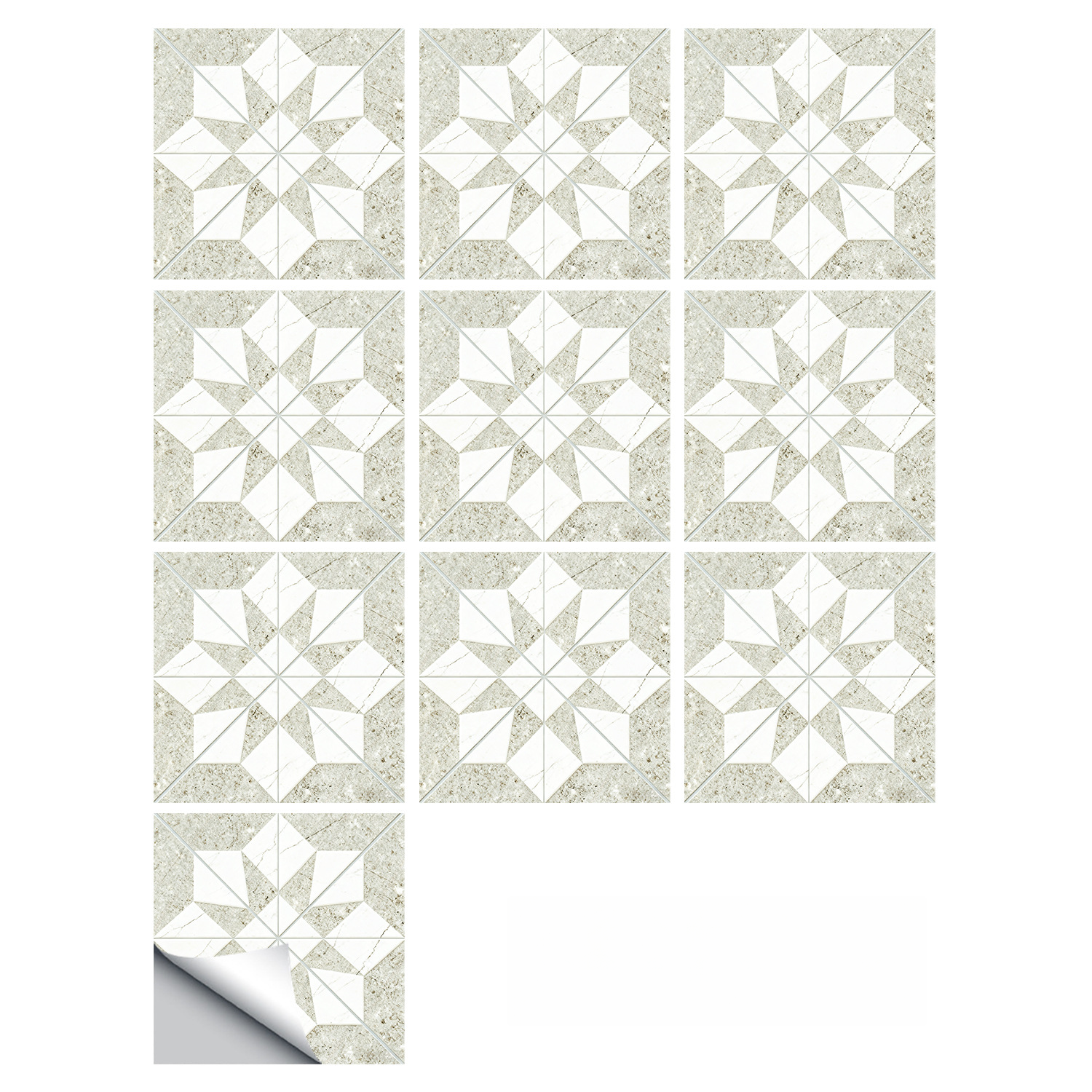 Moroccan Retro Geometric Stone Pattern=-PVC Decals Wall Decals For Living Room
