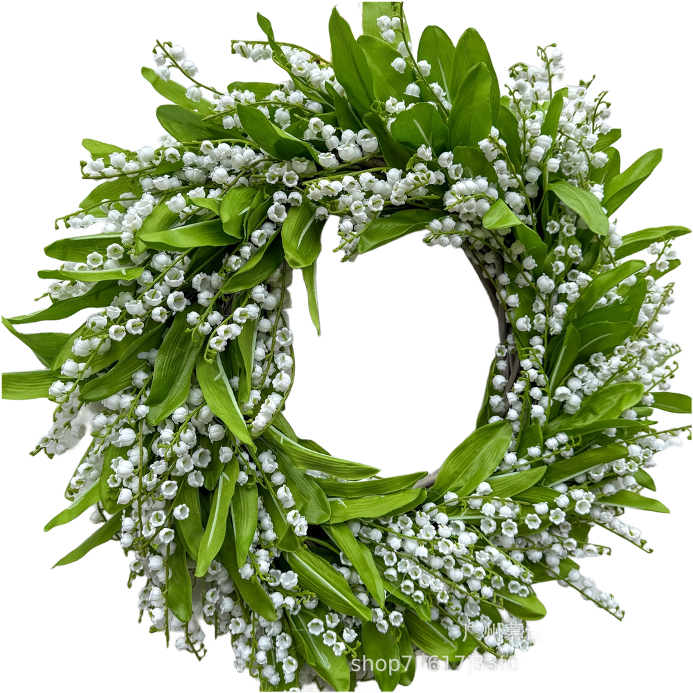 45cm Green Wreath Featuring Lily of the Valley and Berries Plastic Silk Design