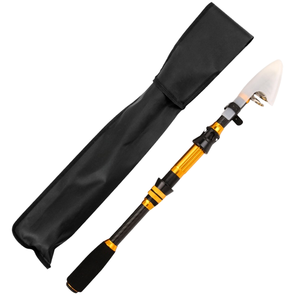 Black Gold Carbon Telescopic Sea Fishing Rod Hard Action Casting Pole 1.8M 2.1M