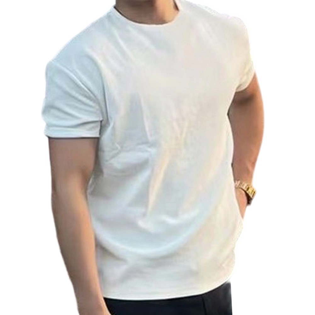 Gym Daily Wear Mens Loose Tee Round Neck Shirt 95% Polyester 5% Spandex