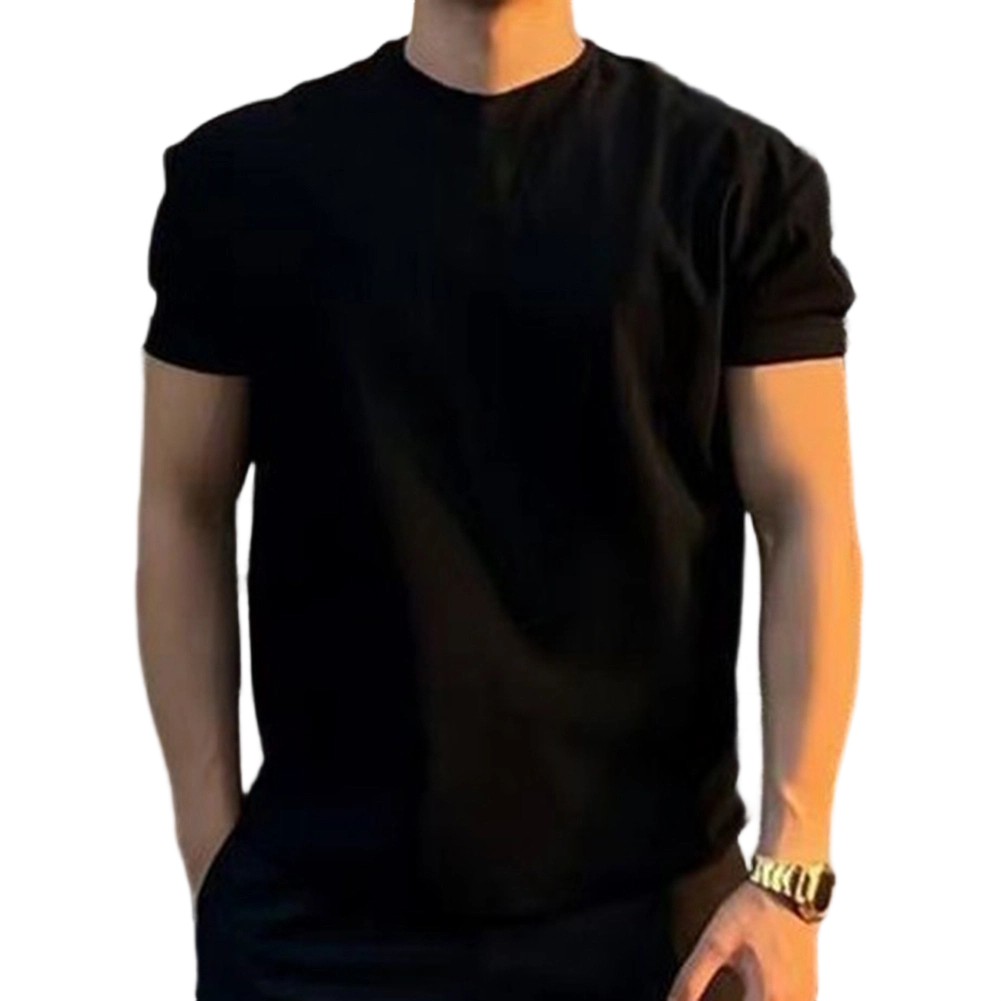 Gym Daily Wear Mens Loose Tee Round Neck Shirt 95% Polyester 5% Spandex